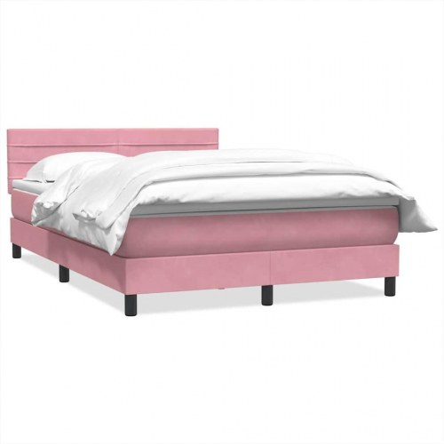 Kontinentalseng med madras 160×210 cm - fløjl, lyserød