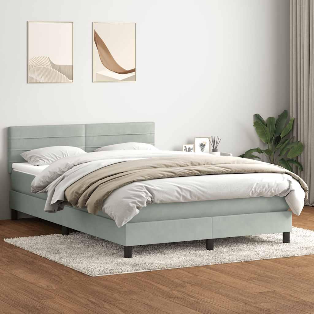 Kontinentalseng med madras 160x210 cm fløjl lysegrå billede