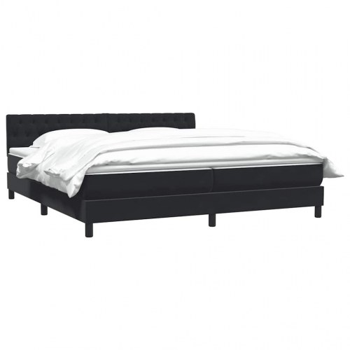 Kontinentalseng 200x220 cm med madras og topmadras - sort fløjl