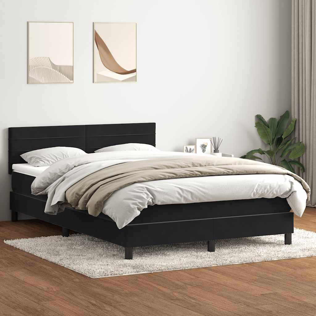 Kontinentalseng med madras 140x210 cm fløjl sort