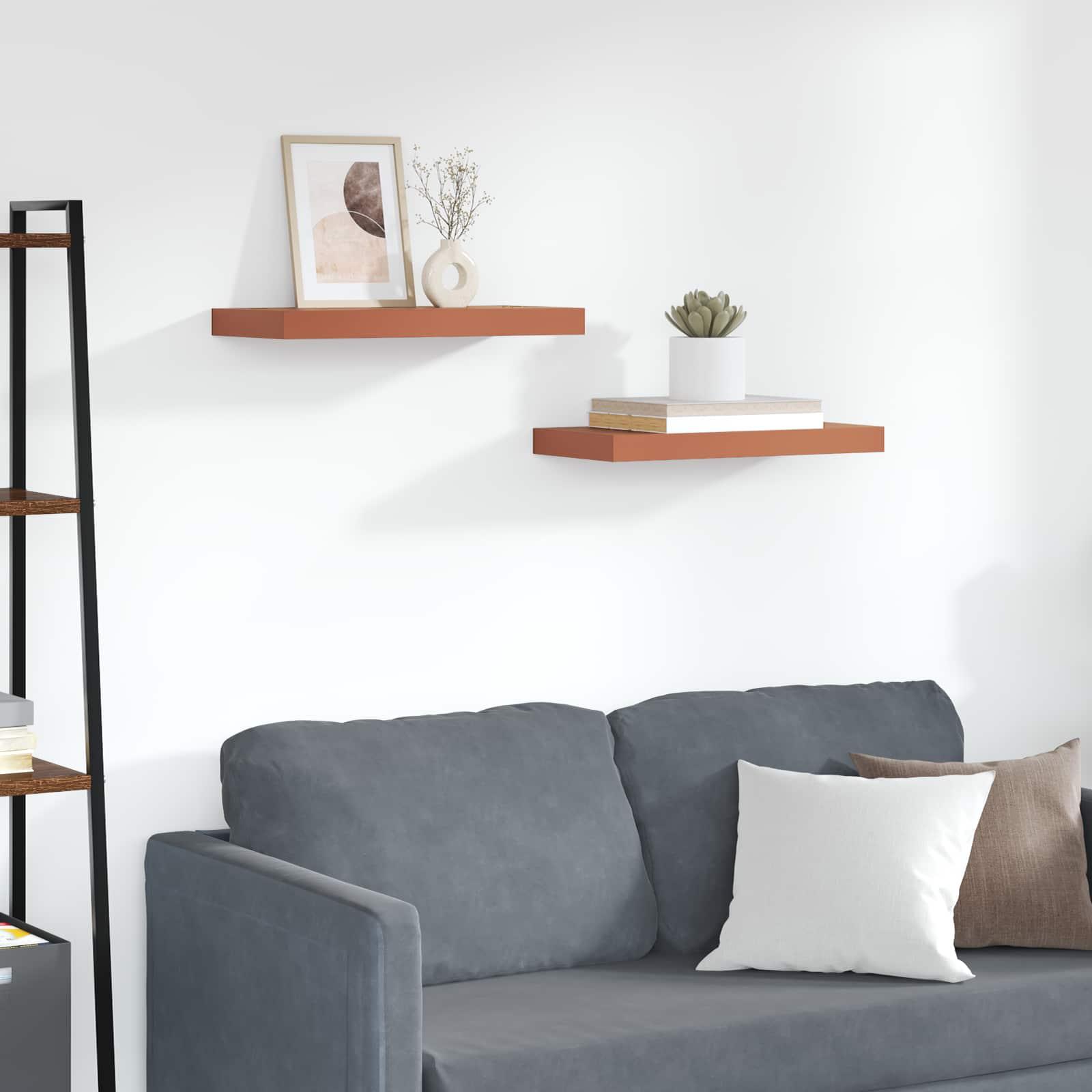 Væghylde Vægmonteret 2 stk Rød 50 x 23 x 4 cm Konstrueret træ billede