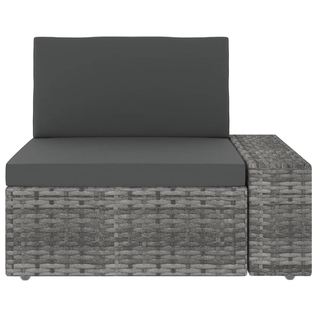 Loungesæt til haven 6 dele med hynder polyrattan grå