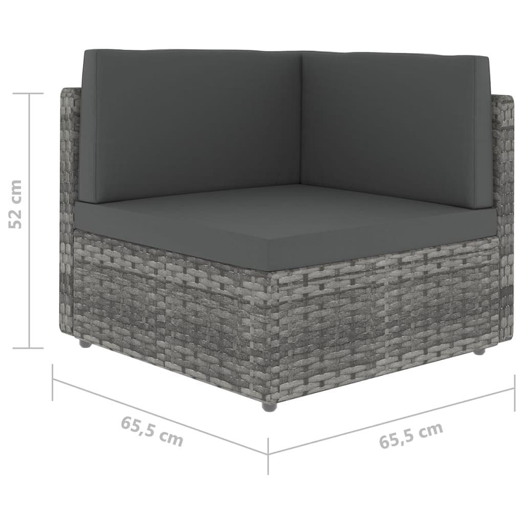 Loungesæt til haven 6 dele med hynder polyrattan grå