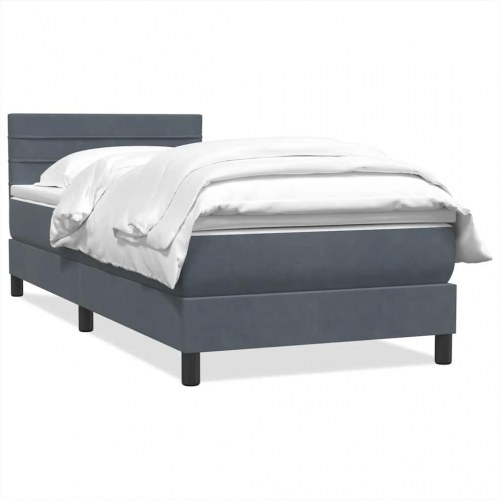 Kontinentalseng med madras 100x210 cm fløjl mørkegrå