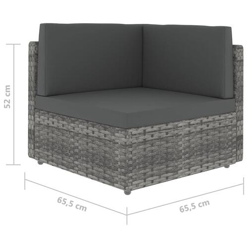 Loungesæt til haven 6 dele med hynder polyrattan grå