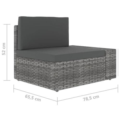 Loungesæt til haven 6 dele med hynder polyrattan grå