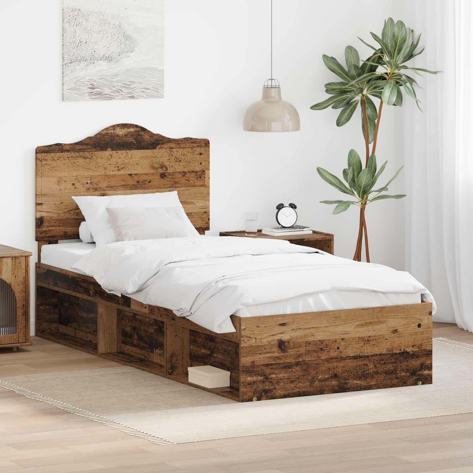 Sengestel Gammelt træ 100 x 200 cm Massiv fyrretræ billede