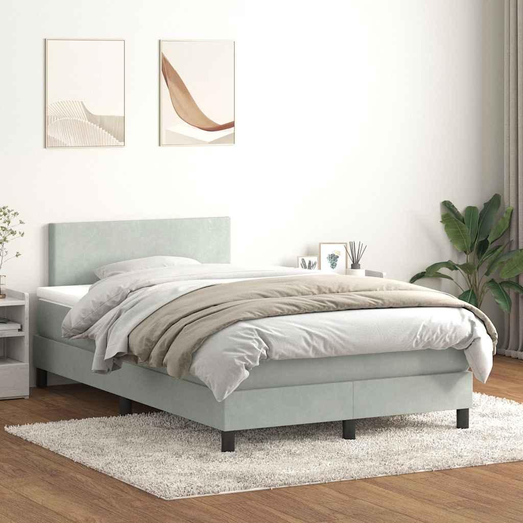 Kontinentalseng med madras 120x210 cm fløjl lysegrå