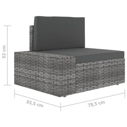 Loungesæt til haven 6 dele med hynder polyrattan grå