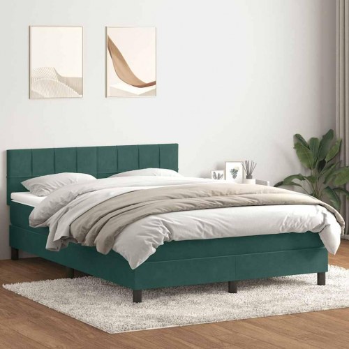 Kontinentalseng med madras 160 × 220 cm - fløjl, mørkegrøn