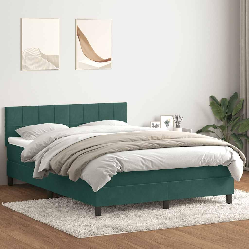 Kontinentalseng med madras 160 × 220 cm - fløjl, mørkegrøn