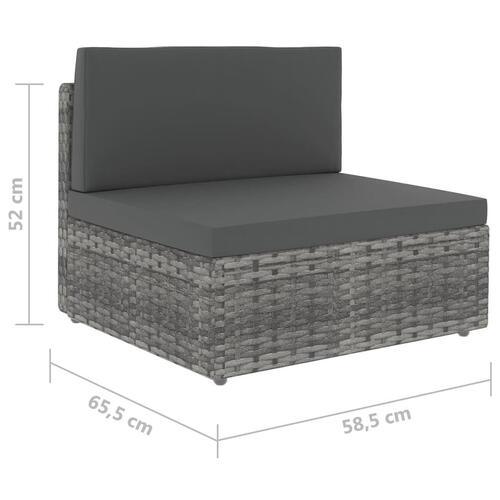 Loungesæt til haven 9 dele med hynder polyrattan grå