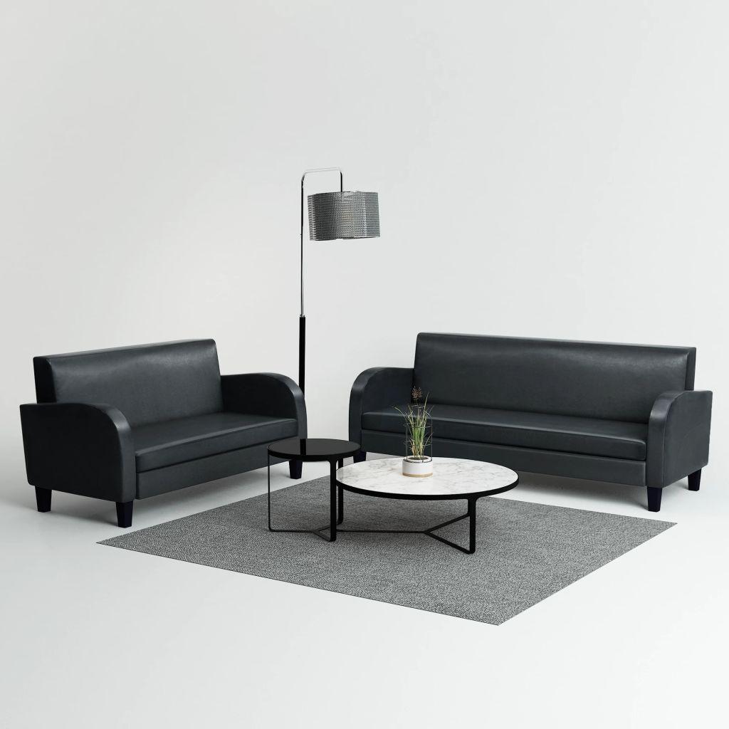 2 personers sofa kunstlæder sort