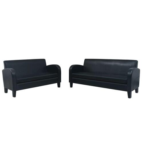 2 personers sofa kunstlæder sort