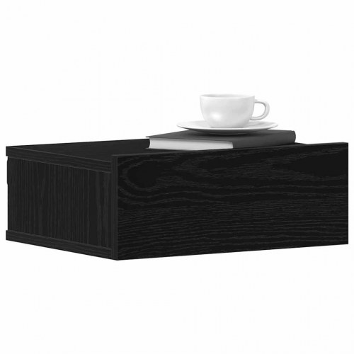 Svævende natborde 2 stk. - sort eg 40×32×15 cm i konstrueret træ
