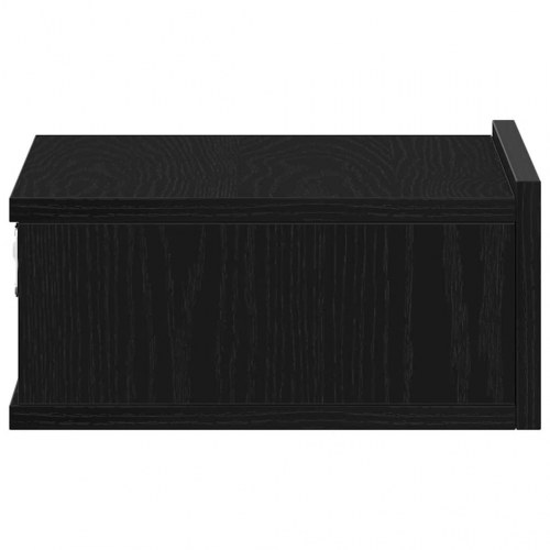 Svævende natbord i sort eg 40×32×15 cm - konstrueret træ
