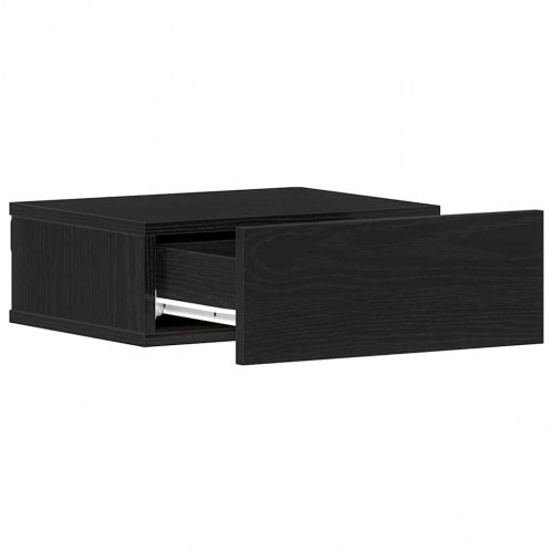 Svævende natbord i sort eg 40×32×15 cm - konstrueret træ