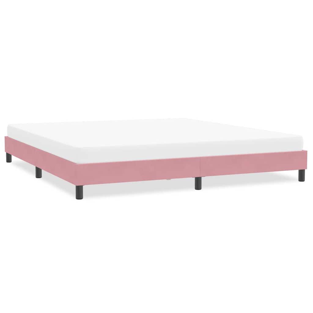 Sengeramme i fløjl - 200 × 220 cm, lyserød billede