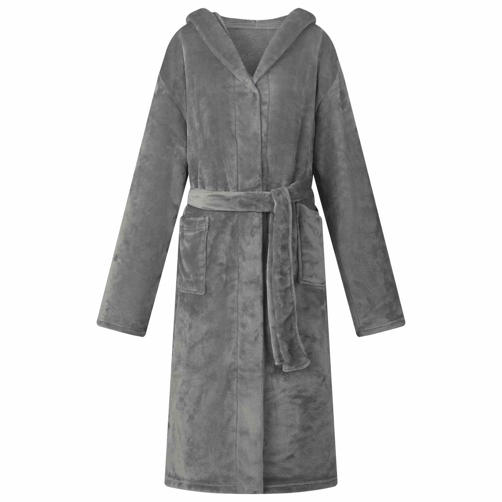 Badekåbe med hætte Mørkegrå xl Flannel billede