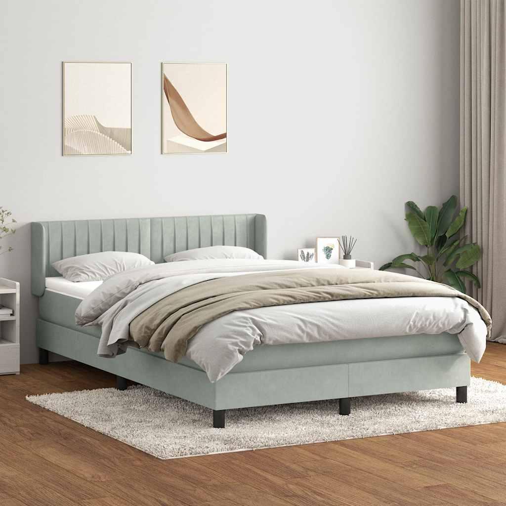 Kontinentalseng med madras 160×220 cm i fløjl - lysegrå billede