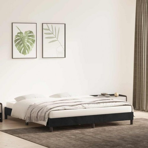 Sengeramme i fløjl - 200 × 220 cm, sort