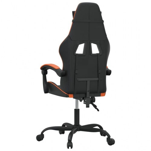 Drejelig gamingstol i kunstlæder - sort/orange, højde- og ryglænsjusterbar