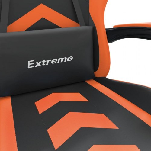 Drejelig gamingstol i kunstlæder - sort/orange, højde- og ryglænsjusterbar