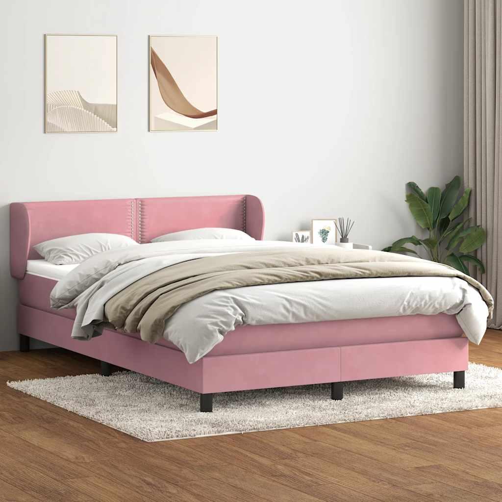 Kontinentalseng med madras 160x220 cm fløjl lyserød billede