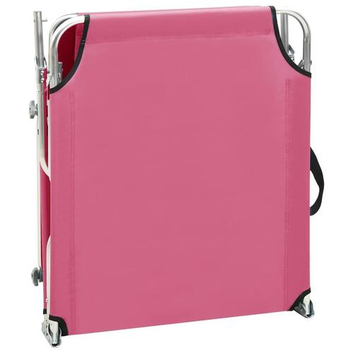 Foldbar liggestol med baldakin stål pink