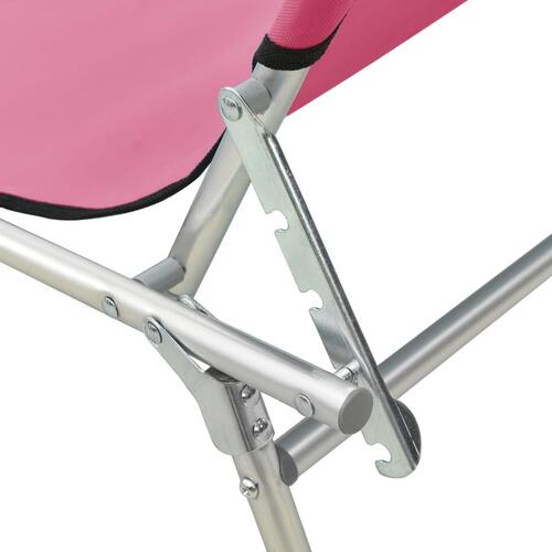 Foldbar liggestol med baldakin stål pink