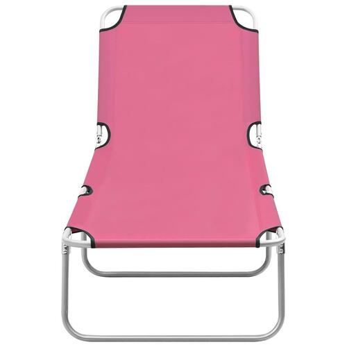 Foldbar liggestol stål og stof pink