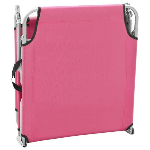 Foldbar liggestol stål og stof pink