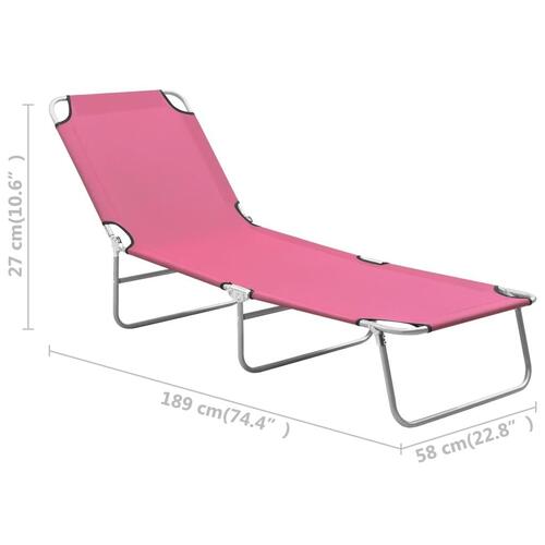 Foldbar liggestol stål og stof pink