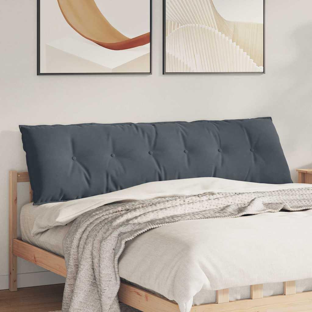 Rygpude Mørkegrå 180 x 50 cm Velourstof billede