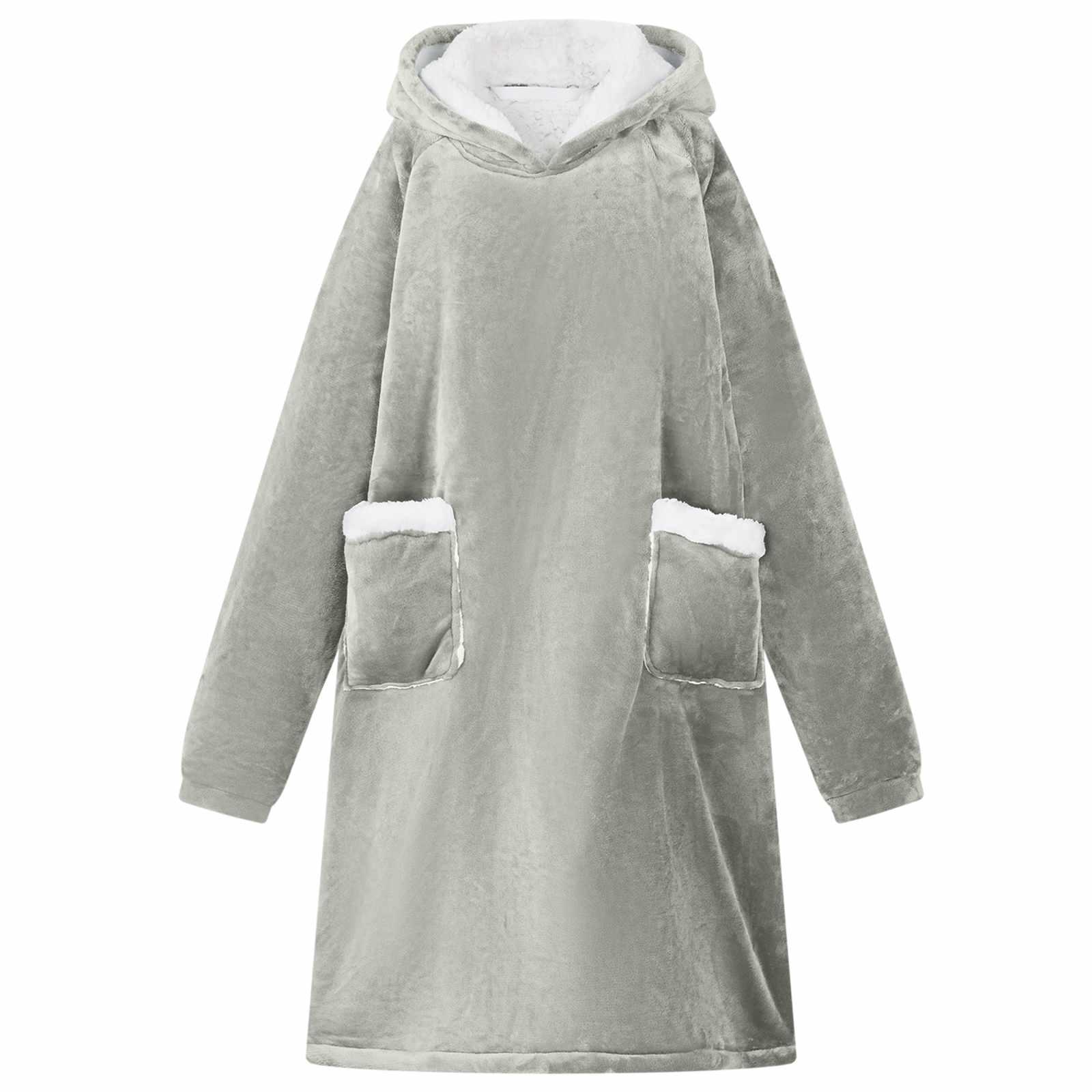 Tæppe-hoodie Grå s Fleece og Flannel billede