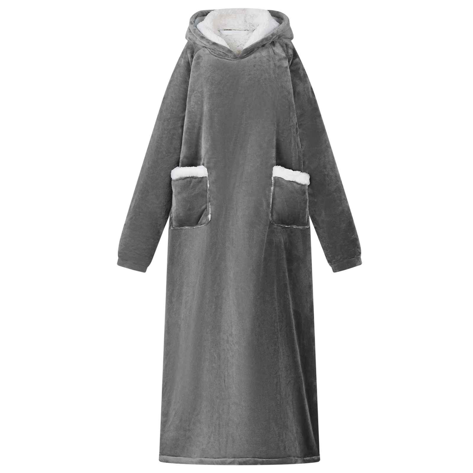 Tæppe-hoodie Mørkegrå l Fleece og Flannel billede