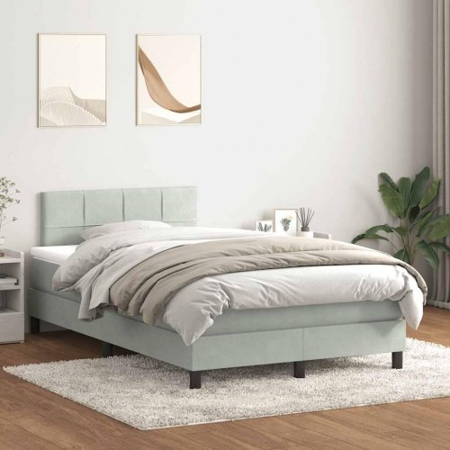 Kontinentalseng med madras 120x210 cm fløjl lysegrå