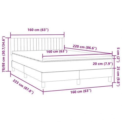 Boxspring seng med madras Sort 160x220 cm Fløjl