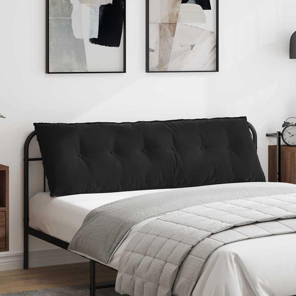 Rygpude Sort 160 x 50 cm Velourstof billede