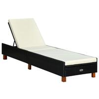 Liggestol med hynde polyrattan sort