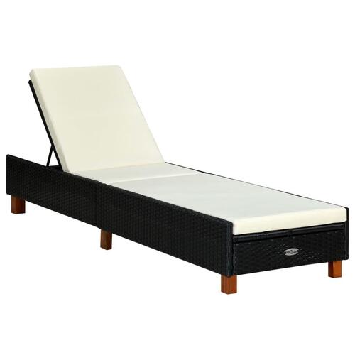 Liggestol med hynde polyrattan sort
