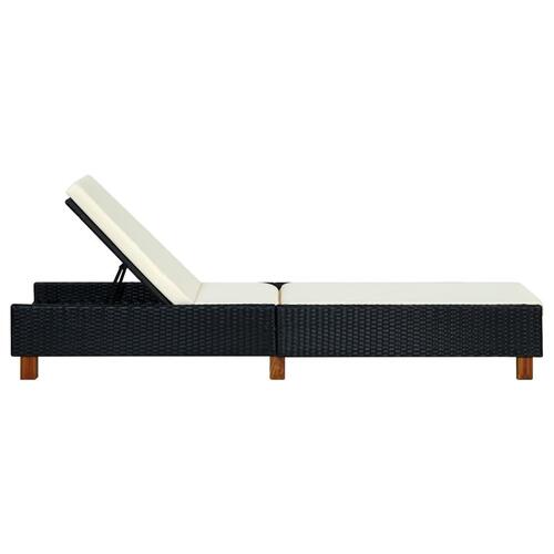 Liggestol med hynde polyrattan sort