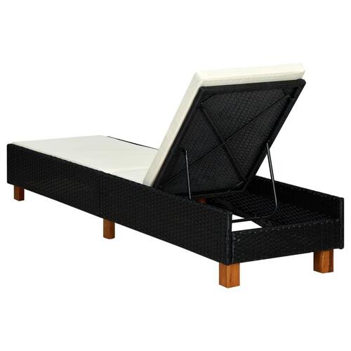 Liggestol med hynde polyrattan sort