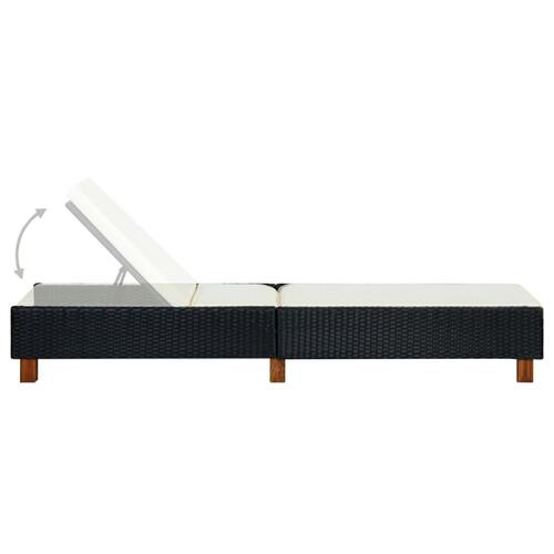 Liggestol med hynde polyrattan sort