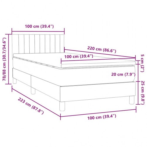 Kontinentalseng med madras 100x220 cm fløjl sort