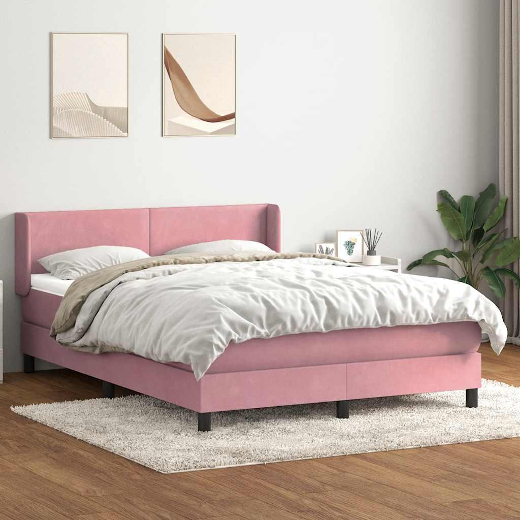 Kontinentalseng med madras 160×220 cm i fløjl - lyserød billede