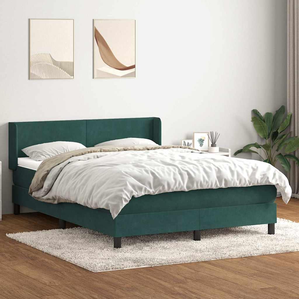 Kontinentalseng med madras 160x220 cm - fløjl, mørkegrøn billede