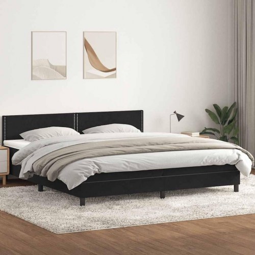 Kontinentalseng med madras 200x220 cm fløjl sort