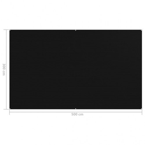 Telttæppe 300 × 500 cm - sort HDPE, vejrbestandigt