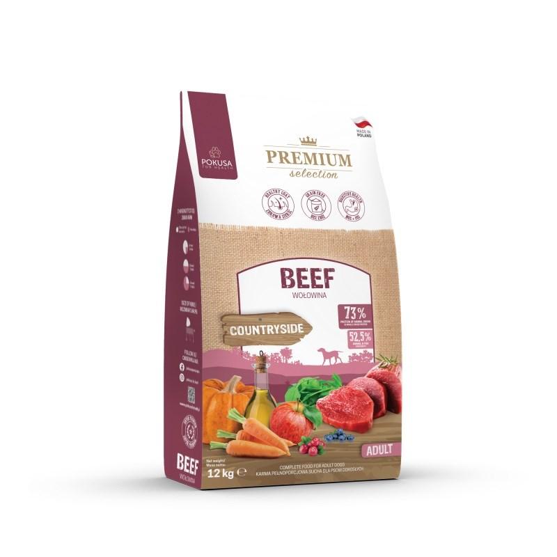 Hundefoder tørfoder – POKUSA Premium Selection Beef Adult 12 kg billede